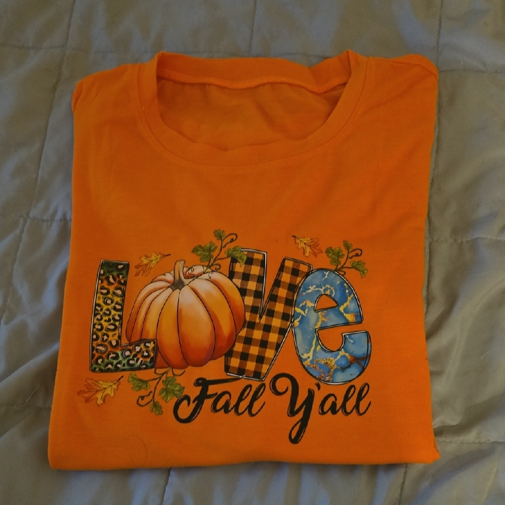 Womens Orange Fall Y'all T-Shirt